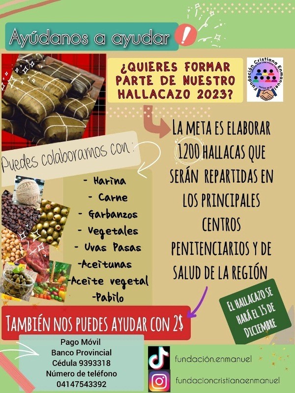 Diario Frontera, Frontera Digital,  Fundación Cristiana Enmanuel, El Vigía Panamericana, ,Fundación Cristiana Enmanuel solicita la solidaridad 
para elaborar 1200 hallacas para diciembre