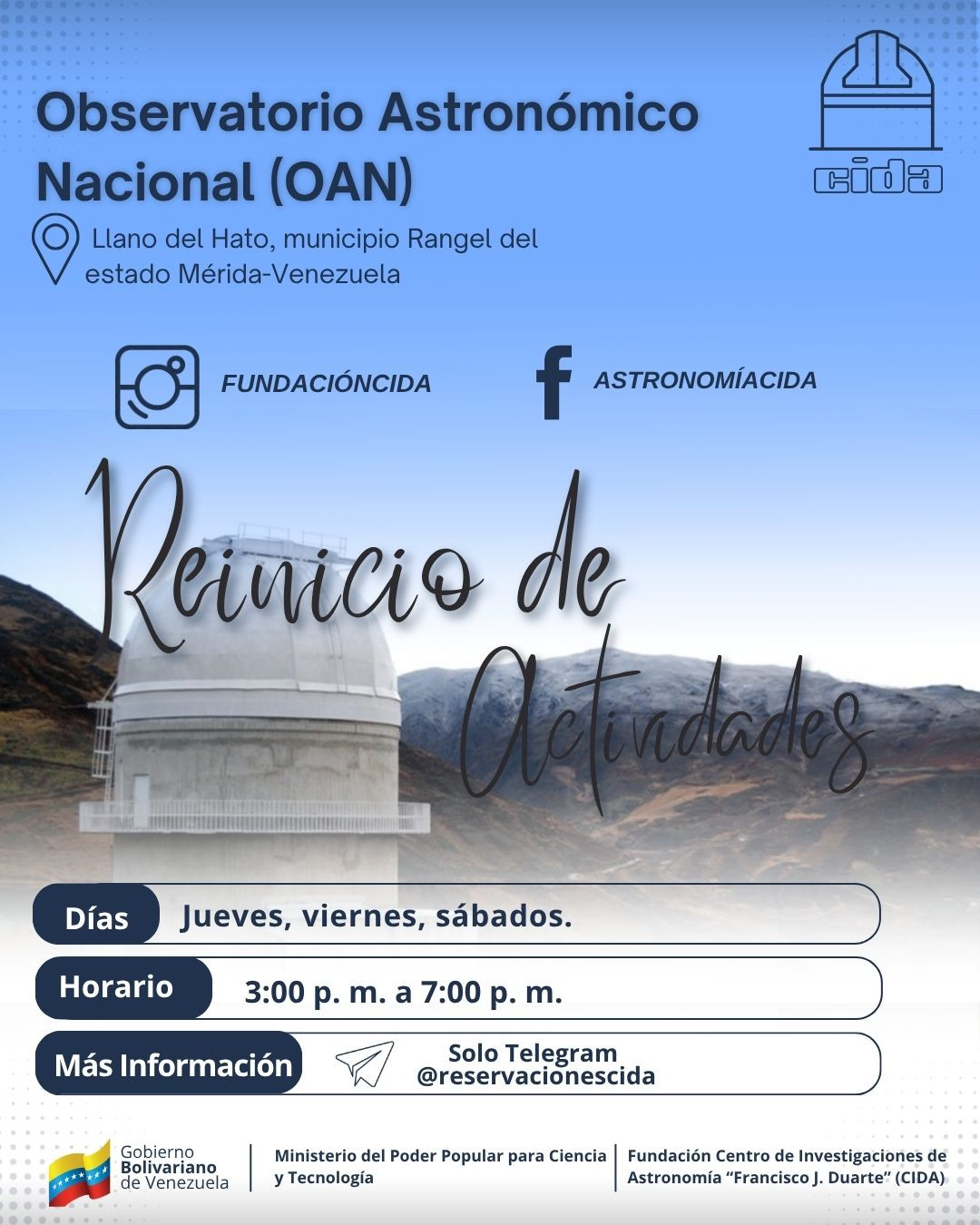 Diario Frontera, Frontera Digital,  Tecnología, Páramo, ,Reinician actividades en el Observatorio Astronómico Nacional de Venezuela