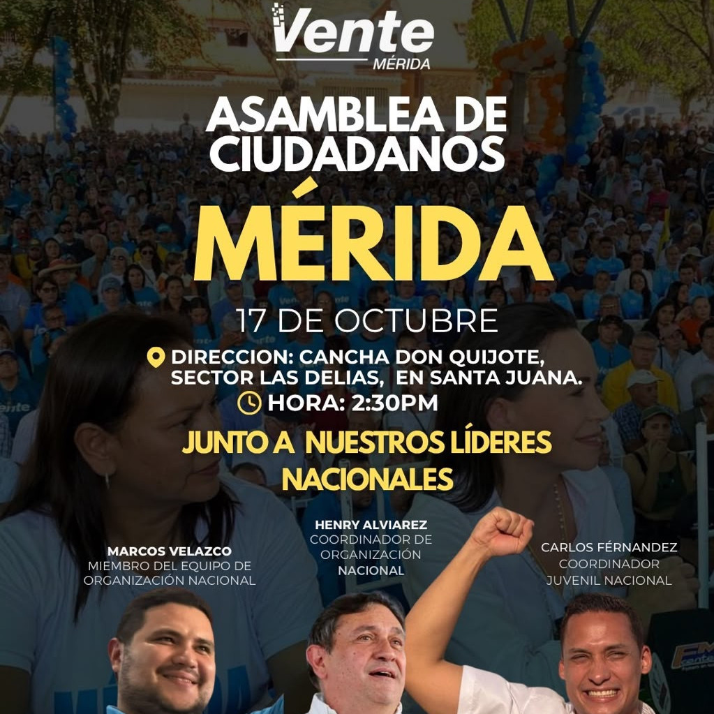 Frontera Digital, Diario Frontera, Vente Mérida convoca a asambleas de ciudadanos este 17 de octubre con la presencia de la Dirección Nacional