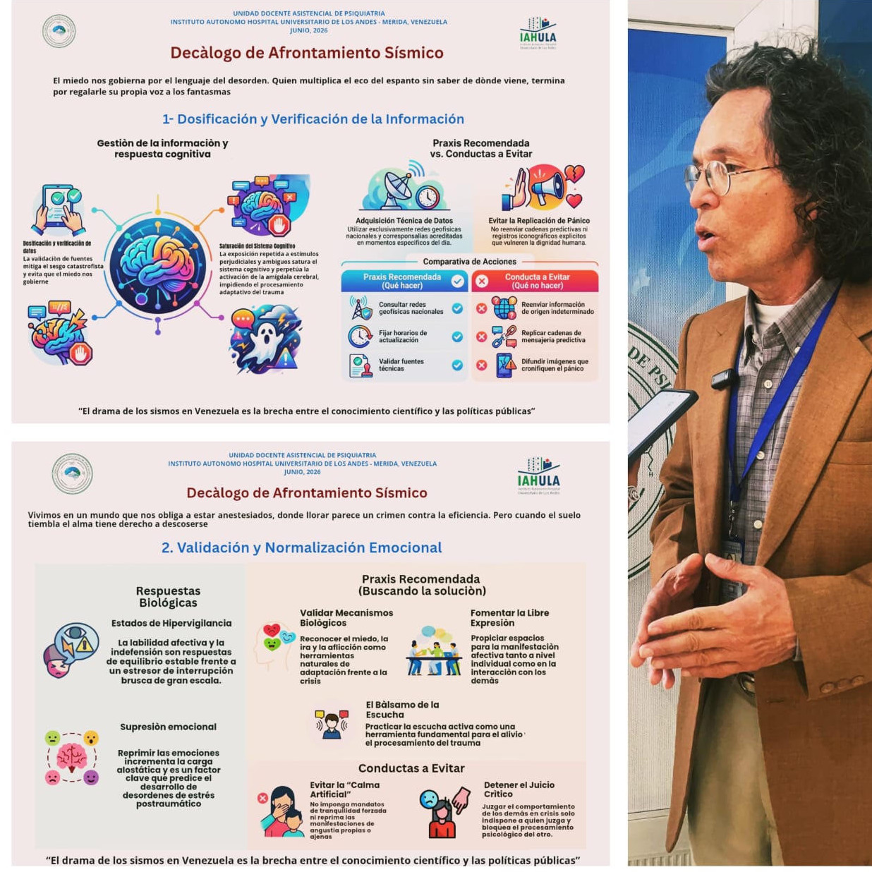 Frontera Digital,  Salud,  Especialista en Psiquiatría de la ULA presenta 
"Decálogo de Afrontamiento Sísmico" para orientar a la población
