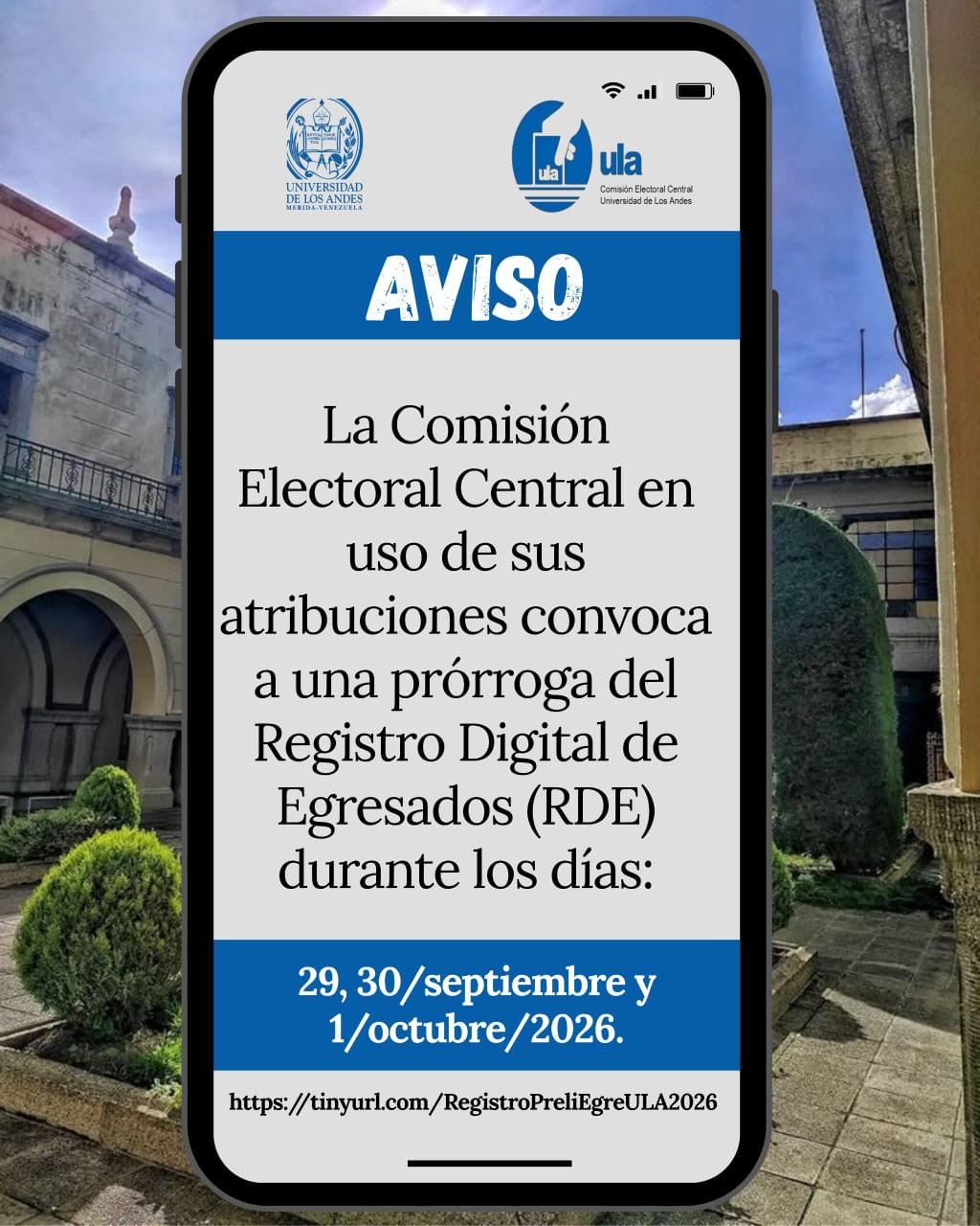 Diario Frontera, Frontera Digital,  Regionales, ,El representante gremial calificó este proceso como un hecho inédito para la comunidad universitaria,Comisión Electoral de la ULA otorga prórroga para registro e inscripción de egresados